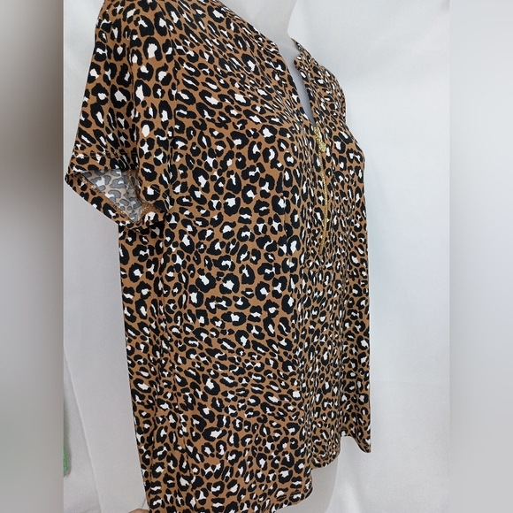 Anne Klein Leopard Mob Wife Animal Print Office Work Blouse Size M - Picture 6 of 8